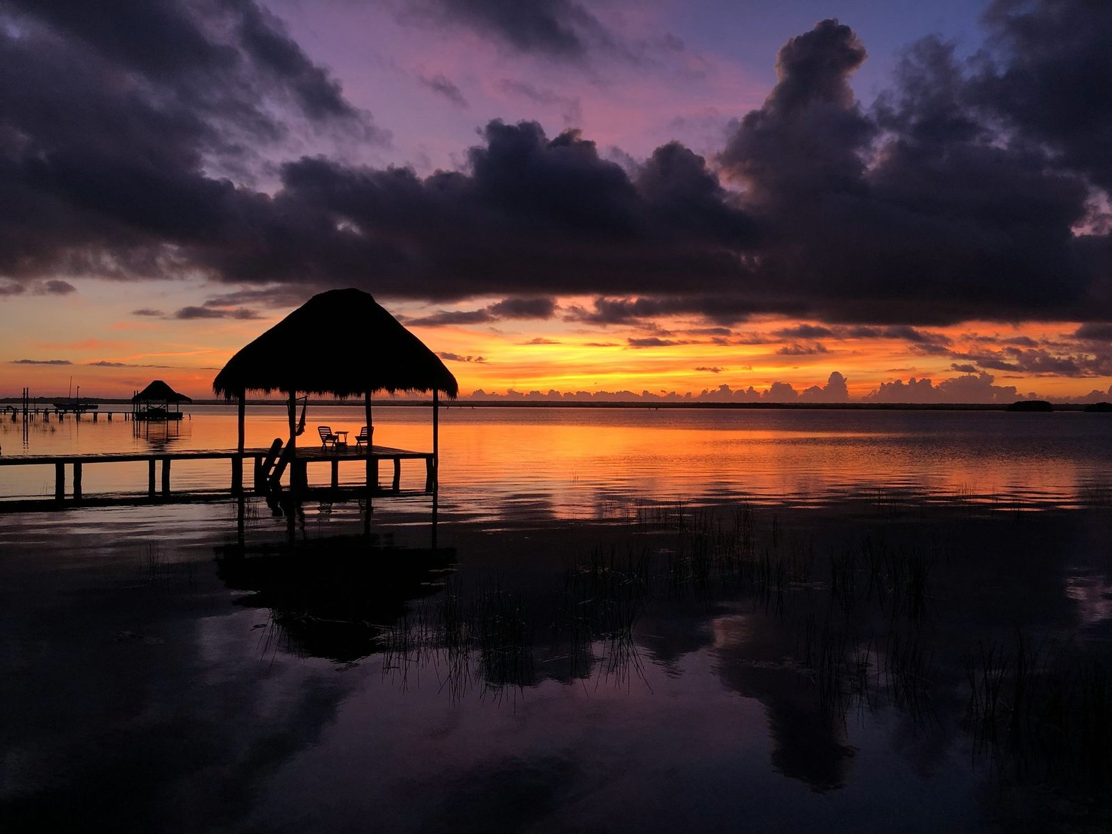 Sunset over Bacalar lagoon